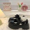 Sweet Sister Bow Shallow Mouth Pearl Mary Jane Shoes Spring and Summer New Thick Sole Heightening Japanese Small Leather Shoes Women