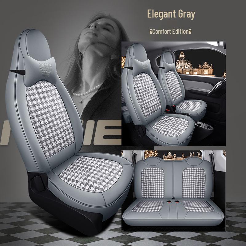 Husă Scaun ST Houndstooth pentru Wuling Hongguang MiniEV - Învelire Completă, Pernă pentru Toate Sezoanele