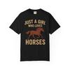 Just a Girl Who Loves Horses T-Shirt - Comfort Colors Black Tee