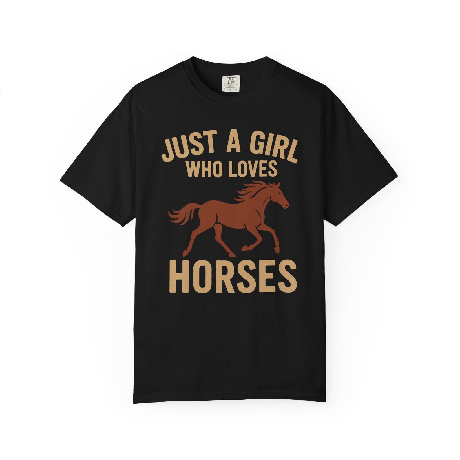 Just a Girl Who Loves Horses T-Shirt - Comfort Colors Black Tee M