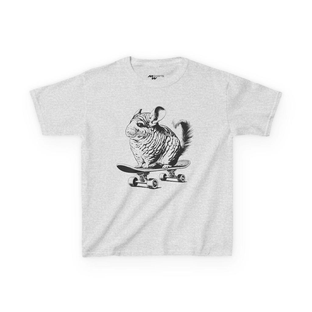 Playful Skateboarding Chinchilla Kids Tee