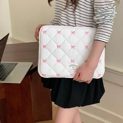 Carring Case Cute Bow Laptop Sleeve Shockproof Soft Computer Bag 13-14inch Tablet Sleeve Case Travel