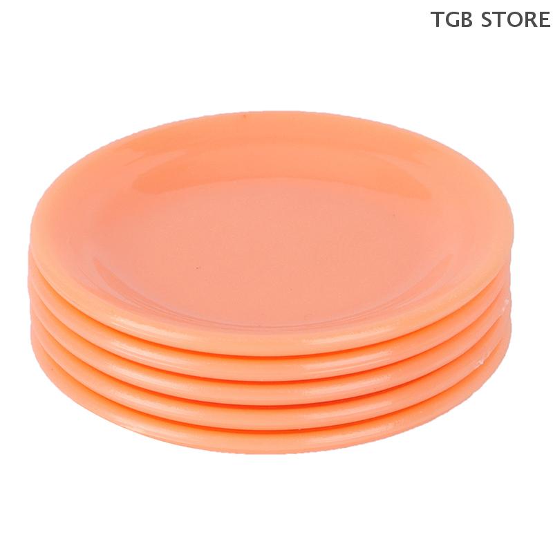 5Pcs/Set Plastic Dishes Plate Model Toy 1:12 Dollhouse Miniatures Pretend Play Kitchen Accessories
