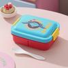 Three Compartment Plastic Lunch Box, Portable Lunch Box, Microwave Heatable Cartoon Lunch Box