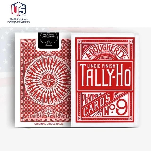 Tally-Ho No.9 Playing Cards USPCC Fan/Round Back Deck Poker Size Magic Card Games Magic Tricks Props for Magician