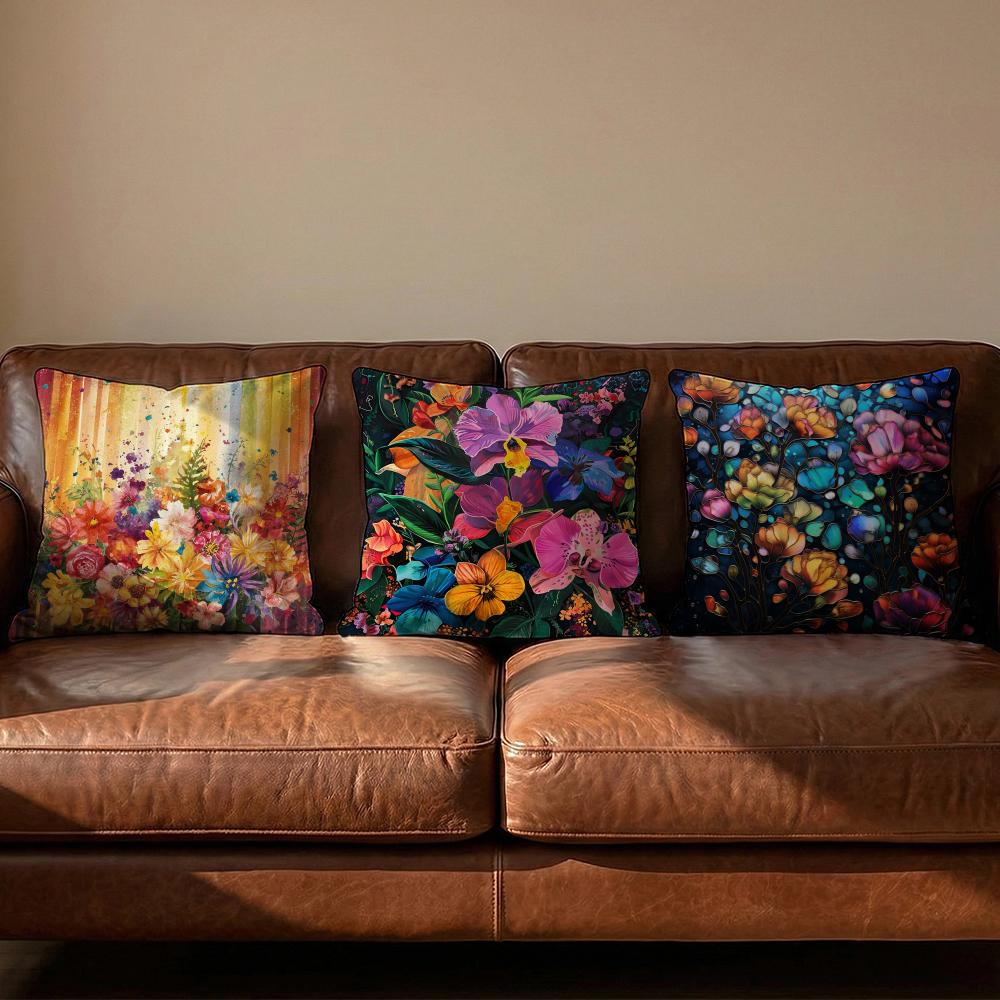 Stunning Colorful Floral Cushion Cover Soft Reversible Durable Pillow Cover MultiScene Use for Home Car Daily Comfort