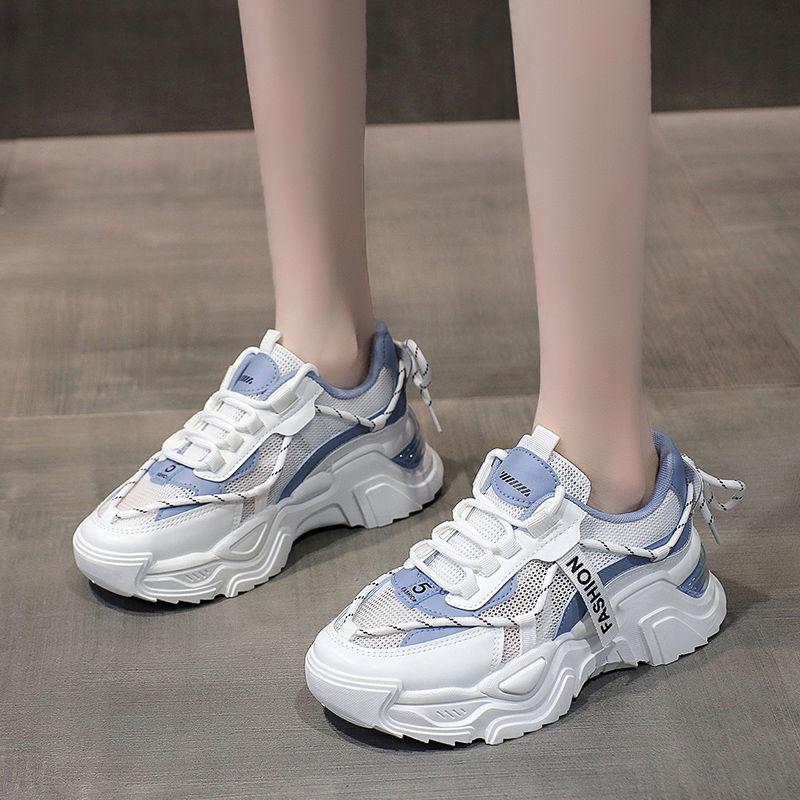 Fashion Woman Footwear Lace Up Spring Autumn Blue Mesh Breathable Shoes for Women Designer Luxury New in Cotton Y2k Fashion on Offer 39