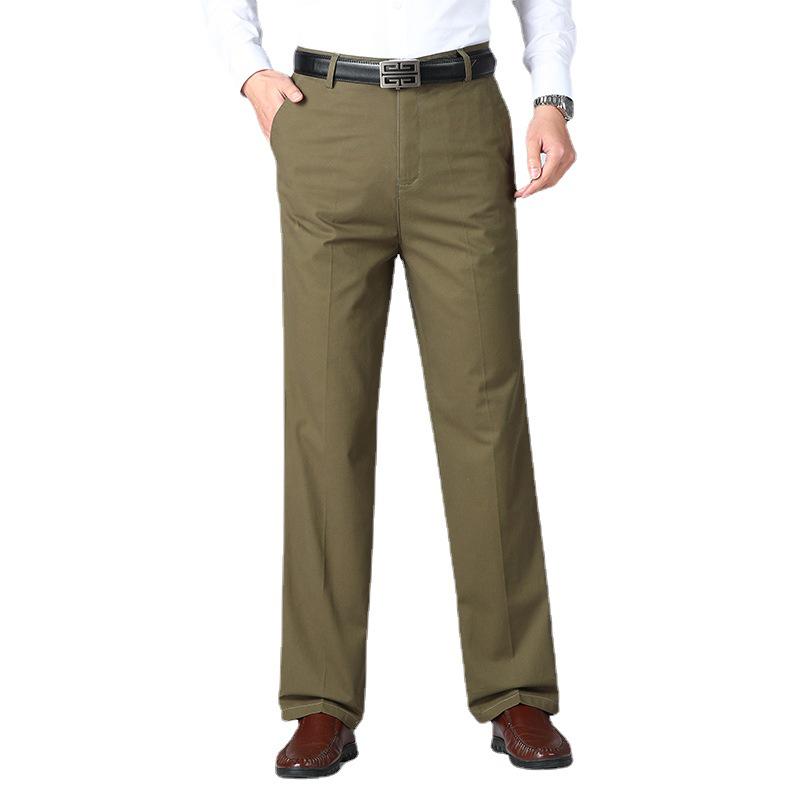 Men's High Waist Black Cotton Business Casual Pants - Summer 2021 Collection