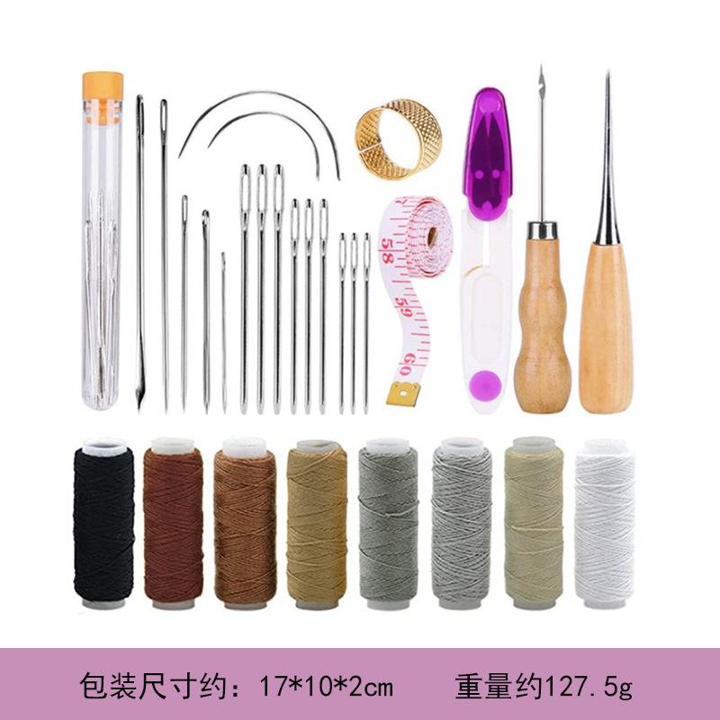 Leather Working Kit with Leather Needles Sewing Awl Waxed Thread Leather Upholstery Repair Kit, Sewing Tools for Hand Stitchin