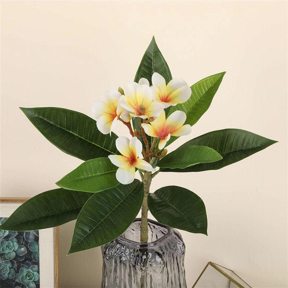 Multicolor Artificial Plumeria Flowers DIY Silk Plum Blossoms Simulation Frangipani Branch Gift