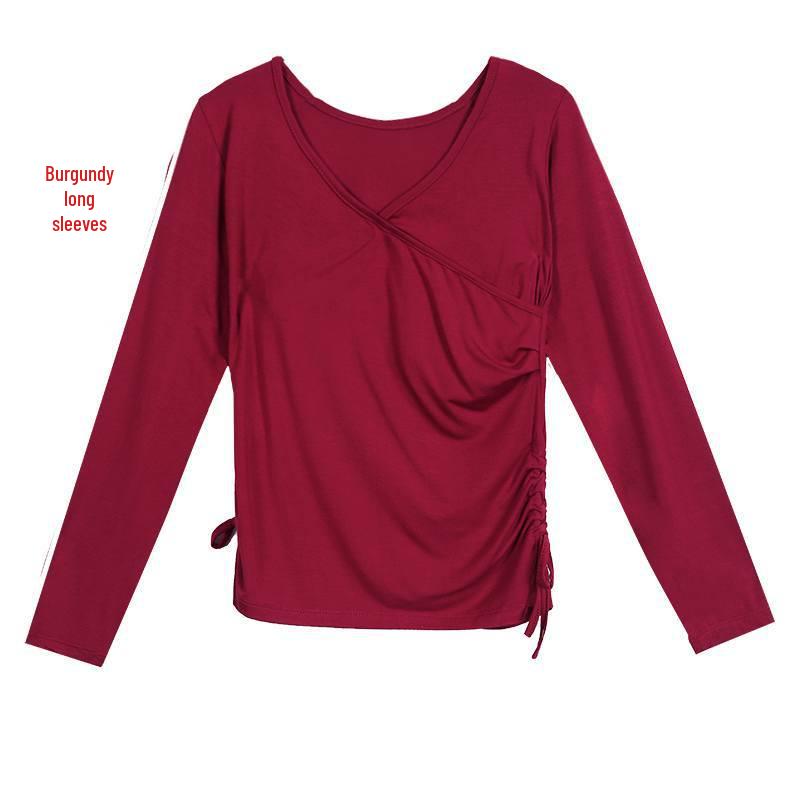 Women's V-Neck Modal Long Sleeve Dancewear Top for Latin & Ethnic Dance Practices