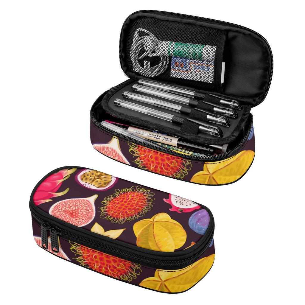 Pen Case Smooth Zipper High Capacity Durable 300D Polyester with Main Compartment Mesh Pocket and Pen Slots for Students