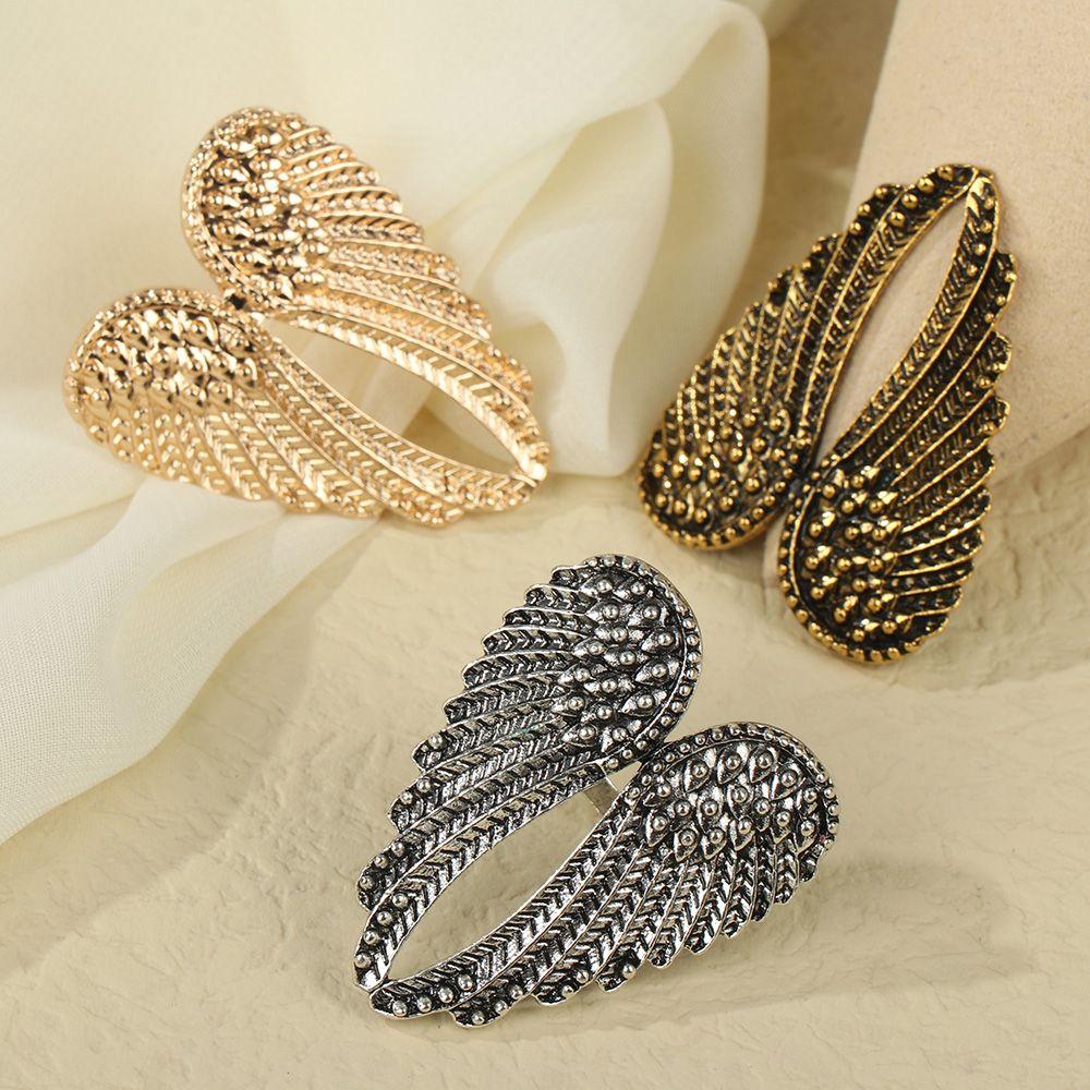 Gift Jewelry Women Men Single Hip Hop Retro Angel Wings Ring Big Heart Shape Wings Metal Rings
