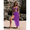 New Spice Girl niche long dress flower beach suit solid color bikini three-piece vacation swimsuit women