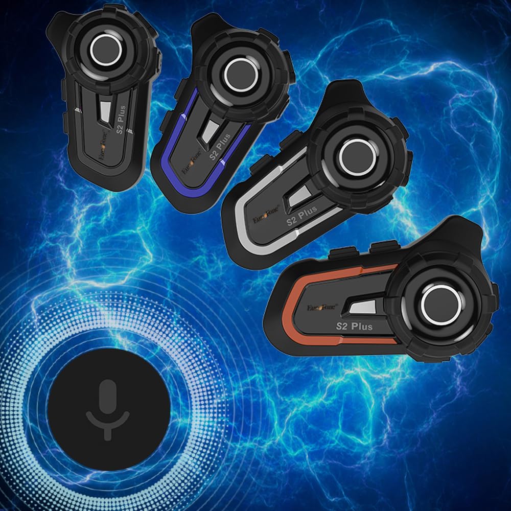 EuroFone S2 PLUS Motorcycle Bluetooth Simultaneous Calling While 1500m Communication IP67 Waterproof and Music 40mm Helmet Automatic CVC Noise HIFI