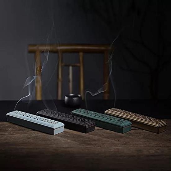 (pont du monde) Incense Stick Holder and Incense Burner Set for Aromatherapy, Zen Meditation, and Buddhist Altar Use (Young LeafGreen)