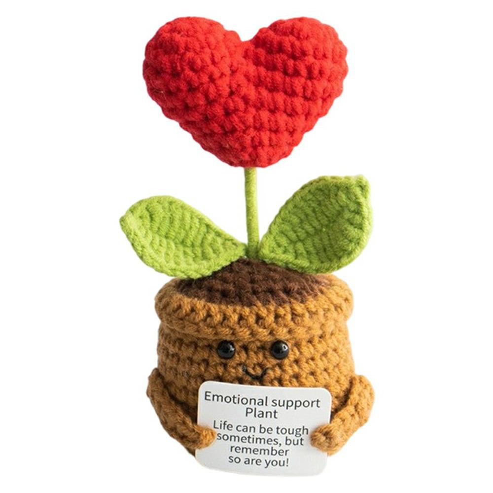 Possitive Crochet Flower Plant Handmade Knitted Plush Cute Emotional Support Plant Decor