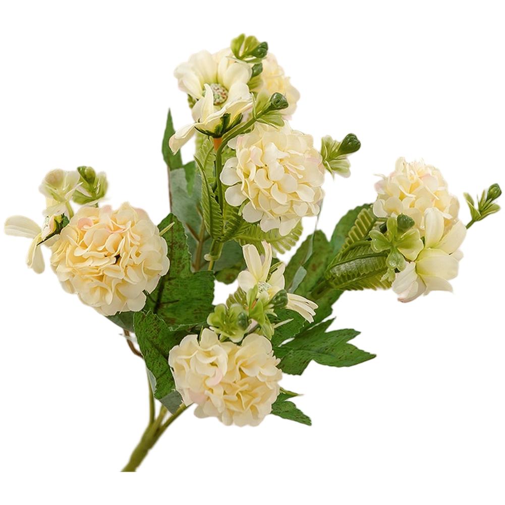 Artificial Daisy Flowers 5-Head Bunch Cloth Material For Wedding Decorations And Home Décor, 31cm Height, 14cm Diameter