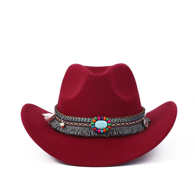 New Western Cowboy Hat Top Hat Jazz Hat Big Brim Ethnic Style Cowboy Felt Hat