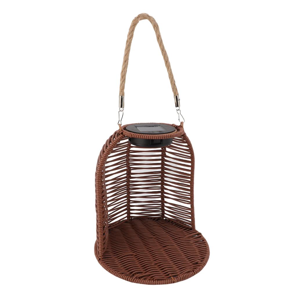Hanging Planter with LED Solar Light Water Proof PC Rattan Basket Hanging Lantern Flower Pot for Garden Yard Decoration
