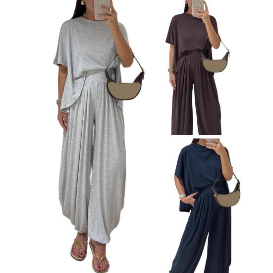 Two Piece Sets for Women Short Sleeve Crew Neck Top And Pants Tracksuit Lounge Set Casual Summer Vacation Outfits