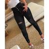 Zomer damesjeans, gescheurde jeans met hoge taille, persoonlijkheidstrend, broek met kleine pijpen, lange broek