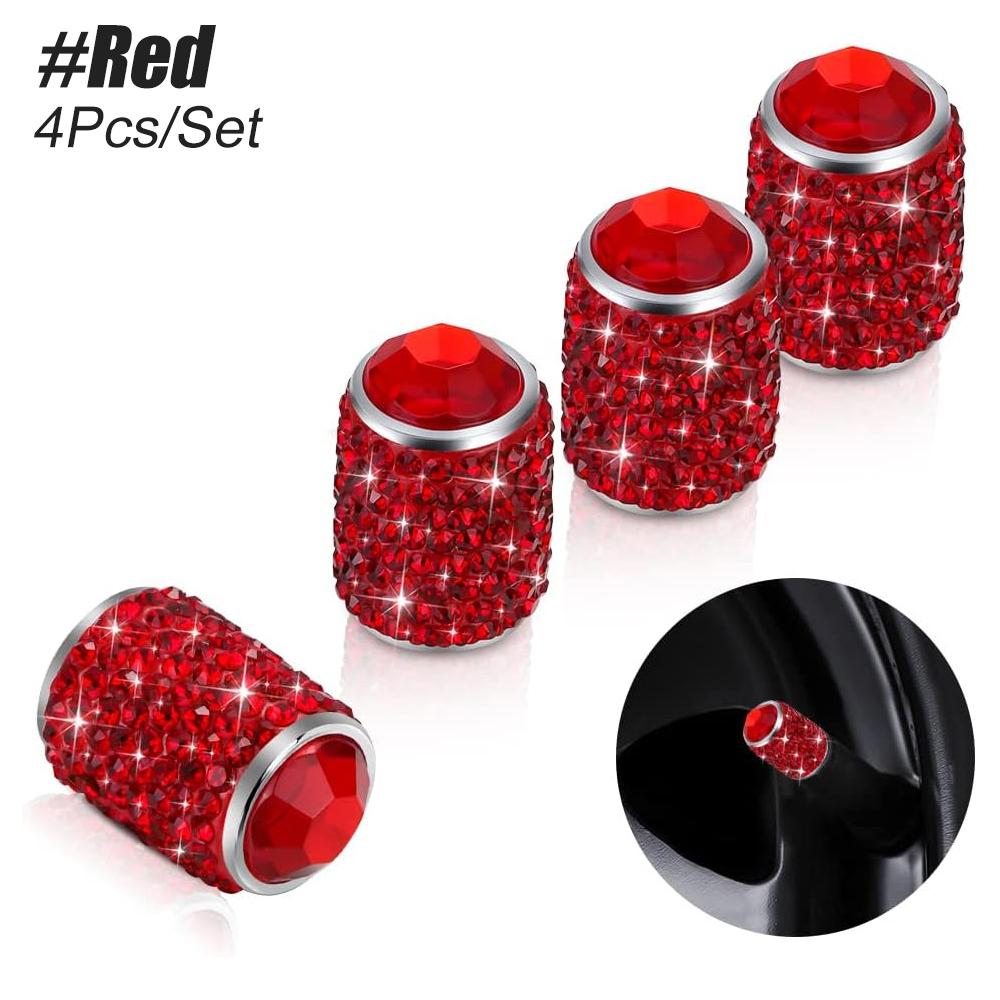 Bling Tire Stem Valve Caps, Crystal Tire Caps Shinny Rhinestone Universal Tire Valve Caps for Car SUV Motorcycle Bicycle Truck