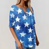 Women's T Shirt Tee Independence Day Print Button Short Sleeve Daily Weekend Fashion Basic V-Neck Regular Top