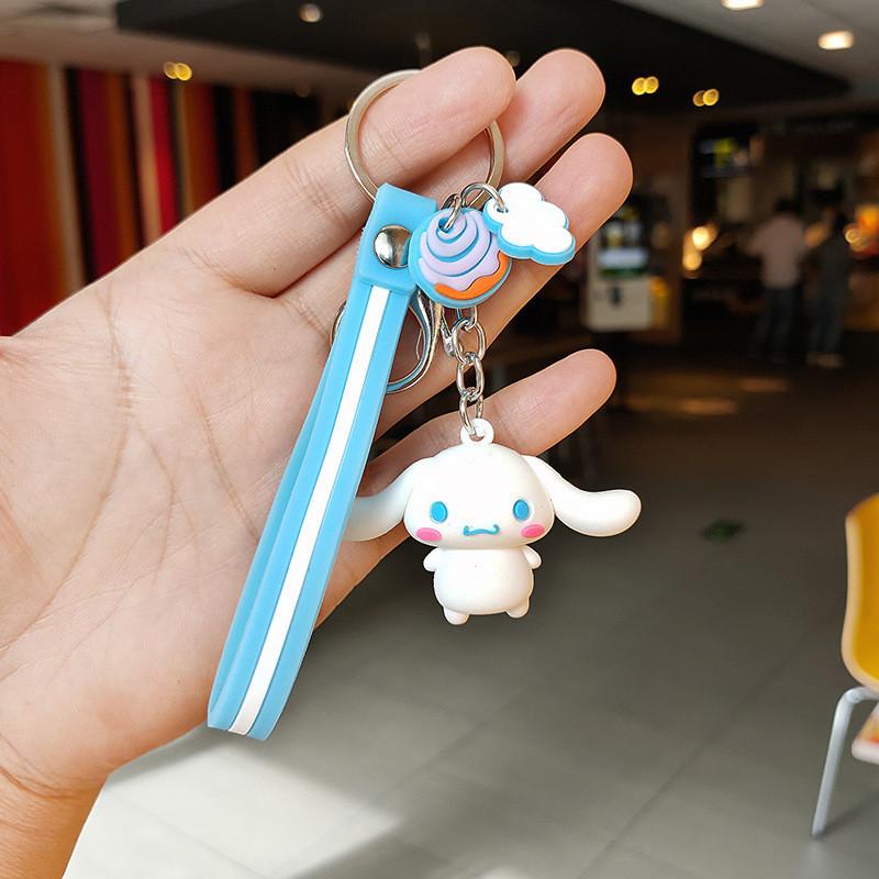 

Cute Cartoon Cat Keychain Adorable Metal Bag Charm Accessory For Couples And Girls синий