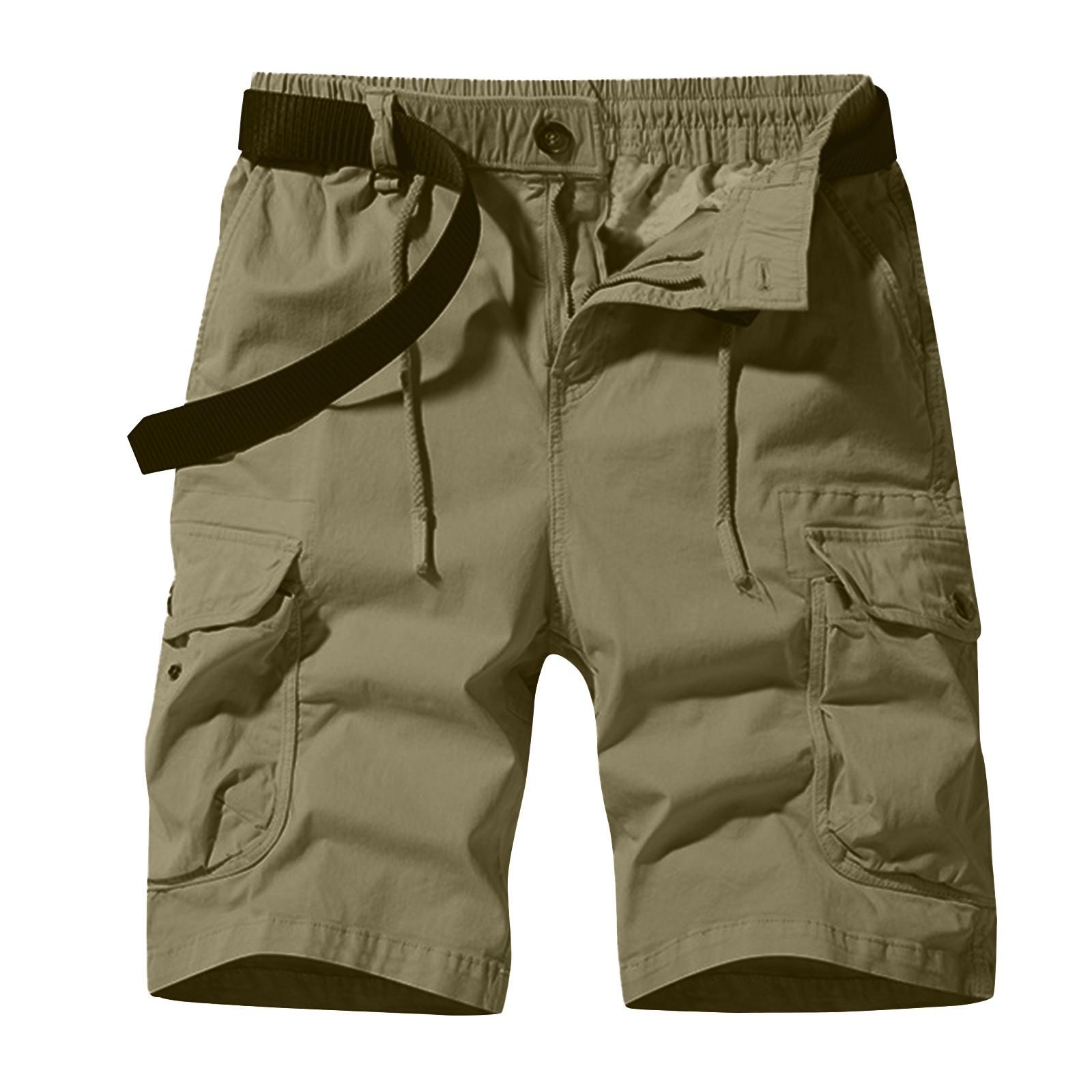 

Мужские летние шорты-карго с несколькими карманами. Мужские повседневные модные однотонные свободные шорты-карго. 38 хаки