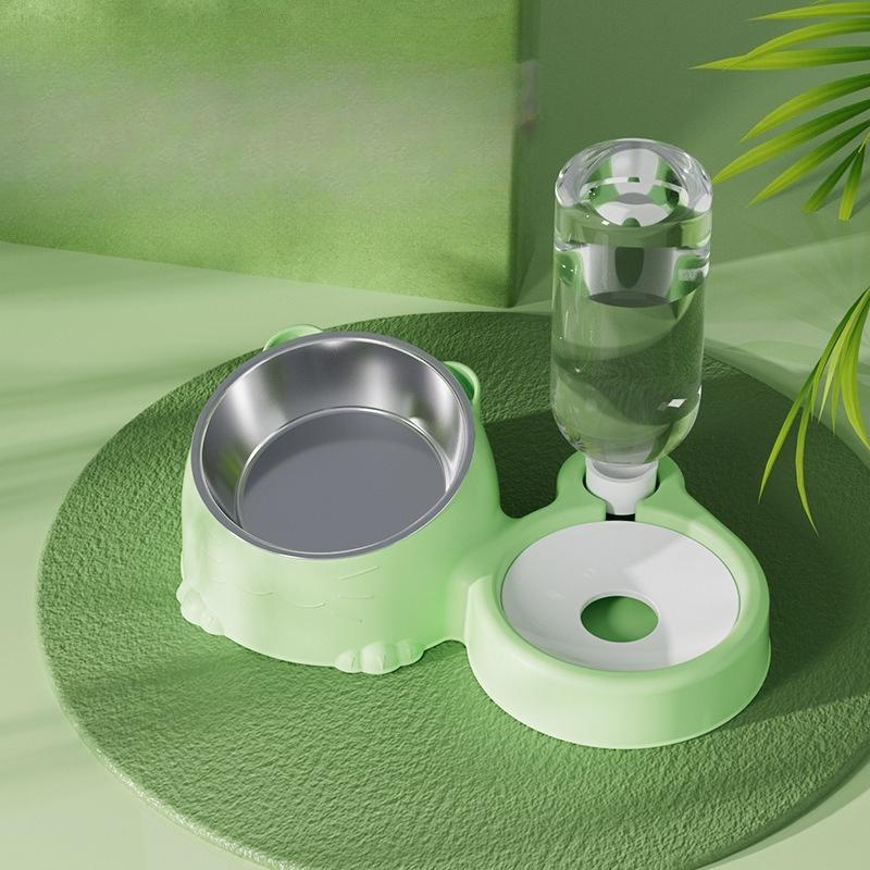 Cat Bowl Double Bowl Automatic Drinking Water Pet Cat Food Dog Food Basin Stainless Steel Ceramic Dog Basin Cat Bowl Dog Bowl Pet Supplies