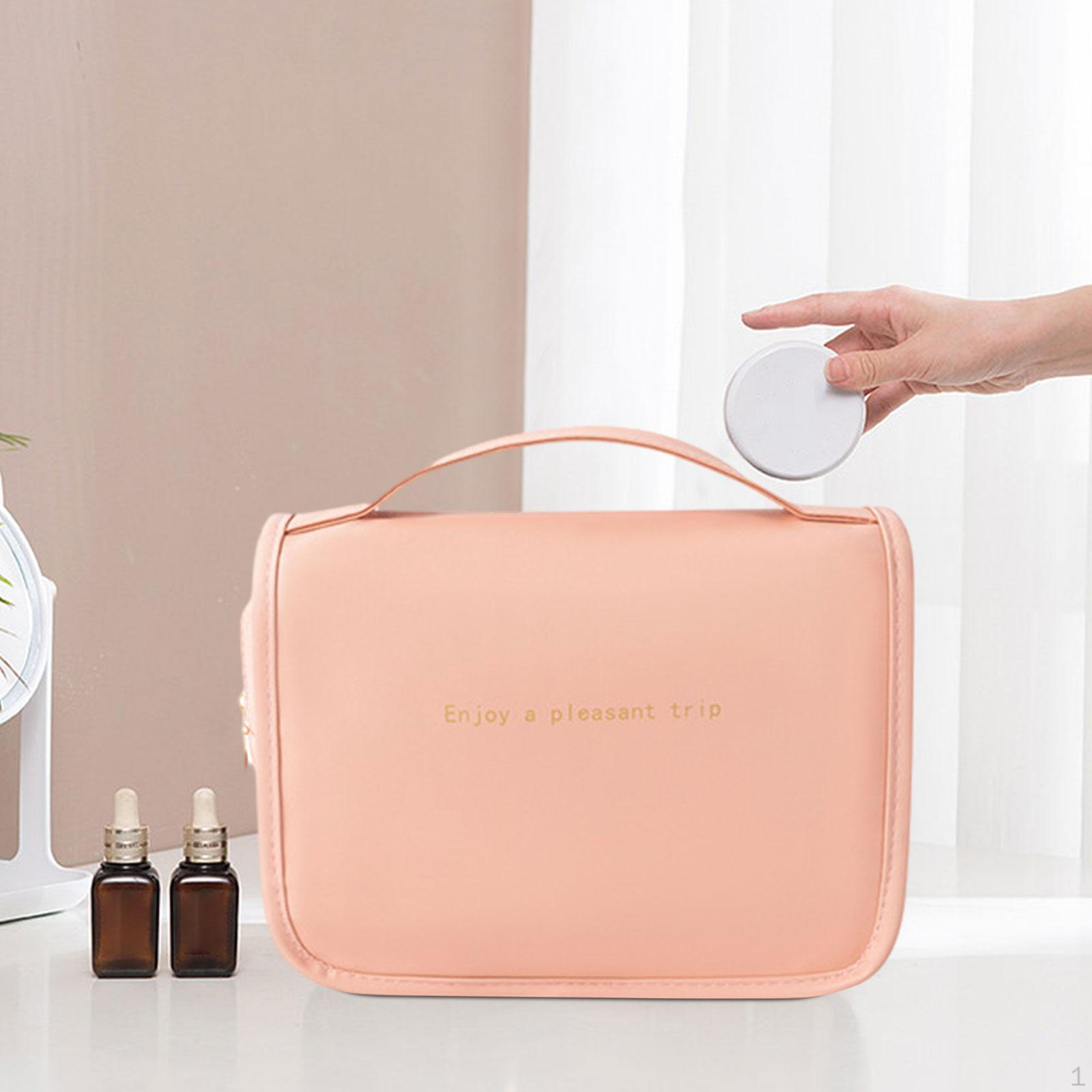 

Сумка для туалетных принадлежностей Подвесной дорожный косметичка для макияжа Компактный с крючком Многофункциональный Большой розовый