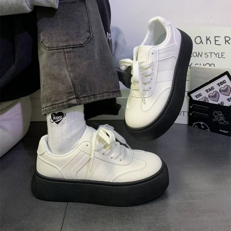 

Platform white shoes women s 2025 spring new popular niche versatile increase casual sports board shoes tide 35 чорний