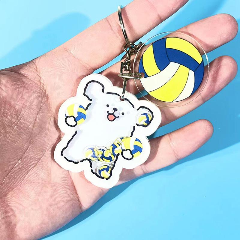 Acrylic Creative Cartoon Shake Ball Line Puppy Keychain Bag Pendants Couples Cute Keychain Bag Pendants Holiday Gifts