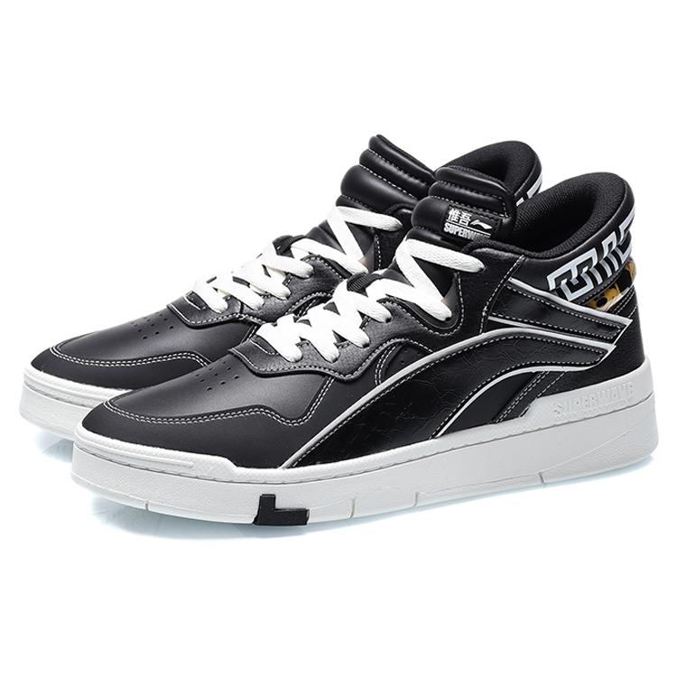 Disney x Li Ning Wave Superwave Slip Resistant Abrasion Resistant Mid top Skateboard Shoes Men's Black White AGCQ179-3
