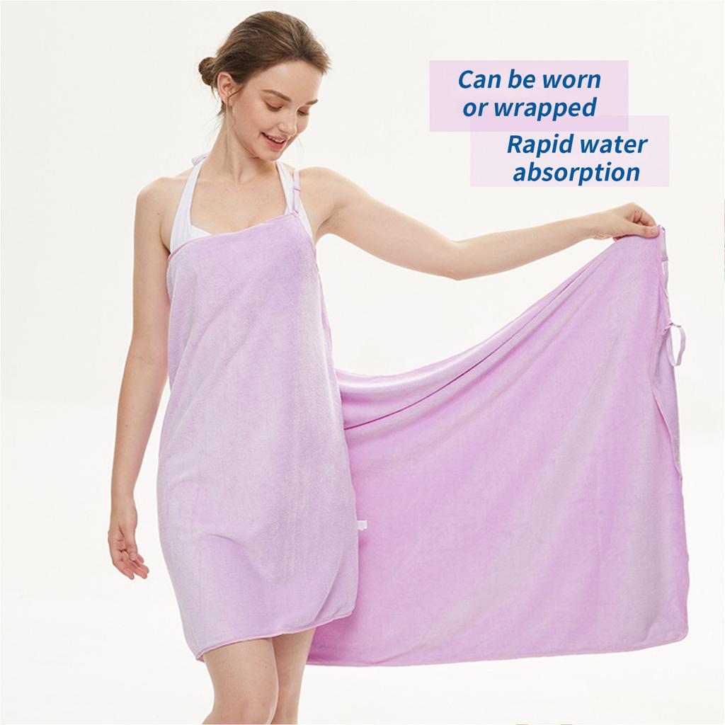 Wearable Bath Towel Ultra Absorbent Microfiber Hair Drying Cap and Camisole Towel Set for All Ages