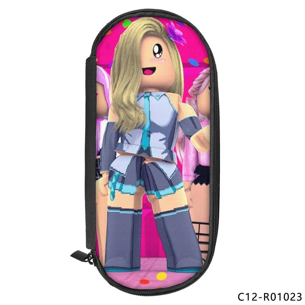 Vibrant Roblox Single Layer Pencil Case Durable Polyester Rectangular Kids Stationery Bag