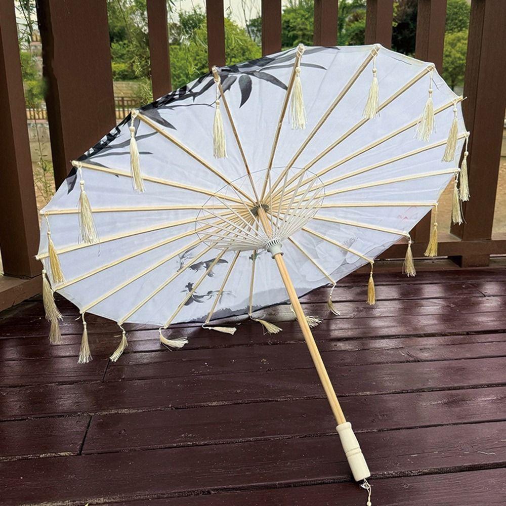 70cm Silk Fabric Tassel Umbrella Chinese Style Ancient Dance Umbrella Hanfu Photography Prop