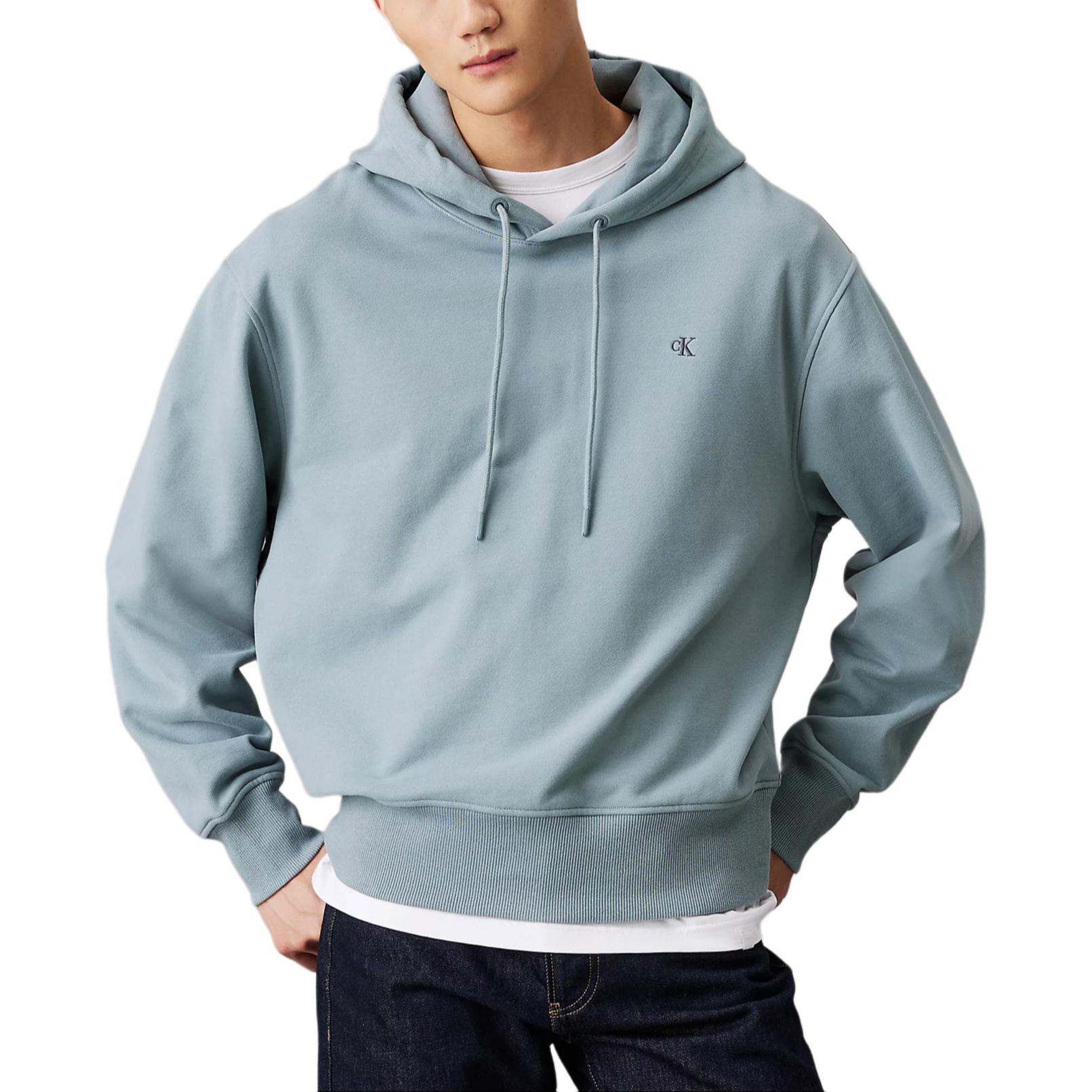 Calvin Klein Letter Embroidery Comfortable Hooded Drop Shoulder Long Sleeve Sweatshirt Men sweatshirt Blue J30J326748-PC2 M 10519₽