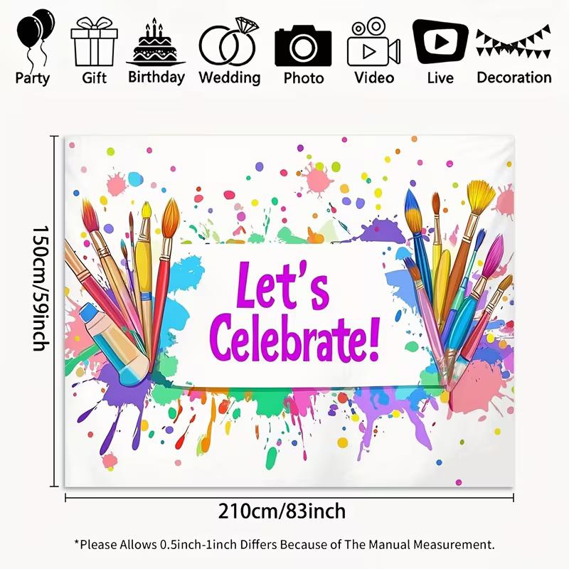 2D Art Party Let s Celebrate Backdrop Colorful Paint Splatter Photo Booth Background 47.2x31.5inch/120*80cm