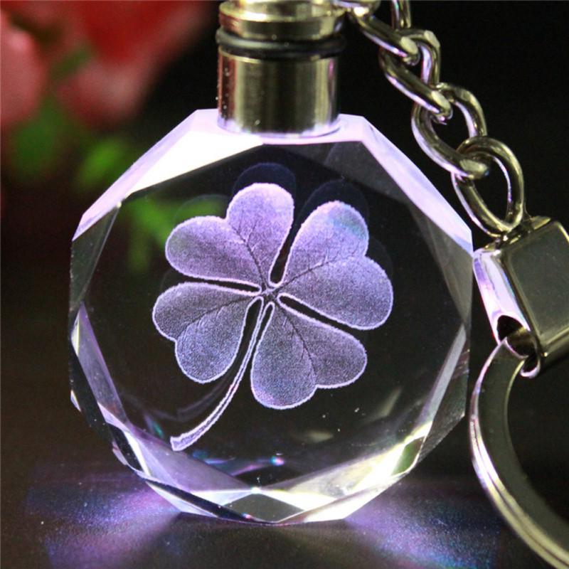Light Valentine's Day 3D Crystal Engraving Couple Small Pendant Crystal Couple Key Chain For Women Girlfriend Keychain