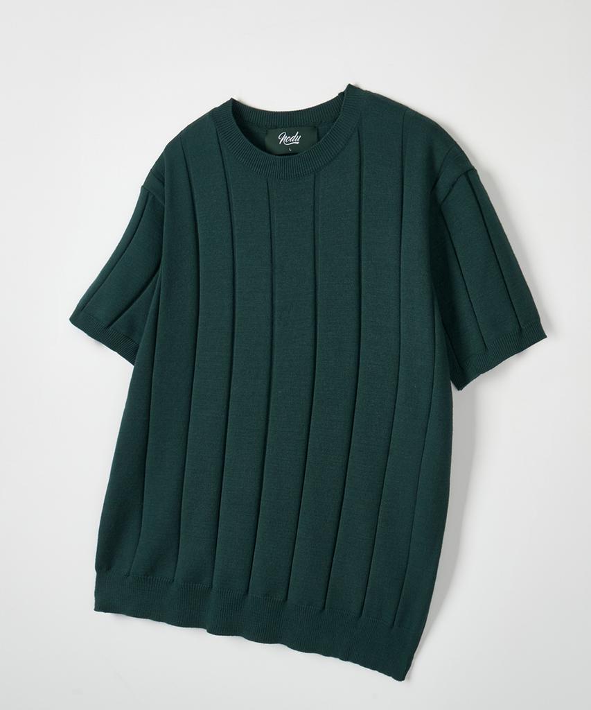 NODU Round Ribbed Short Sleeve Knit [Green]