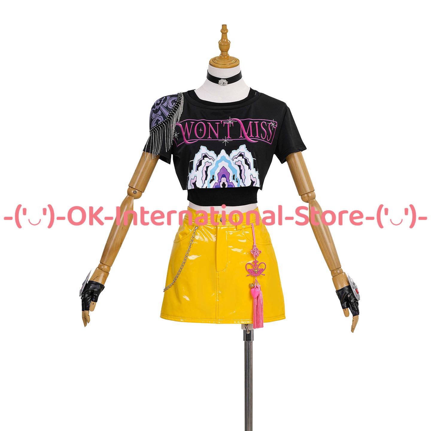Costume Cosplay Mira Manches Courtes Personnage de Jeu Anime Tenue Uniforme pour Fête d'Halloween Carnaval S black