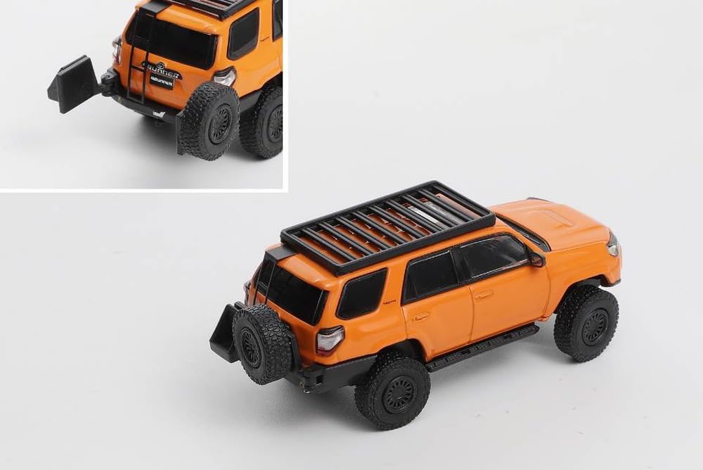 Gaincorp Products GCD 1/64 Scale Toyota 4Runner TRD PRO Overland (LHD) - Orange with Accessories - Finished Model KS080-535