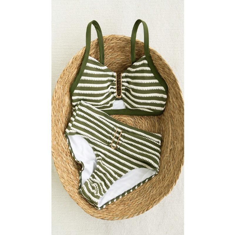 Women S Striped Split Bikini Set Sexy Beach Swimwear