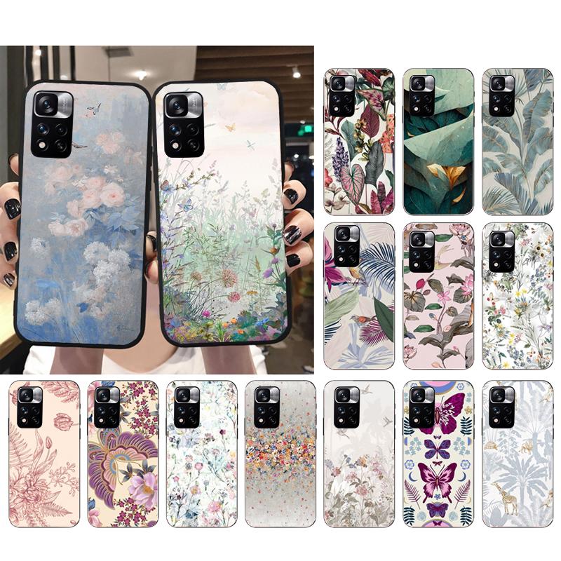 Flower Leaf Art Painting Phone Case For Xiaomi Redmi note 13 12 Pro 11S 11 10 Pro 10S 12S Redmi 13 10 13C