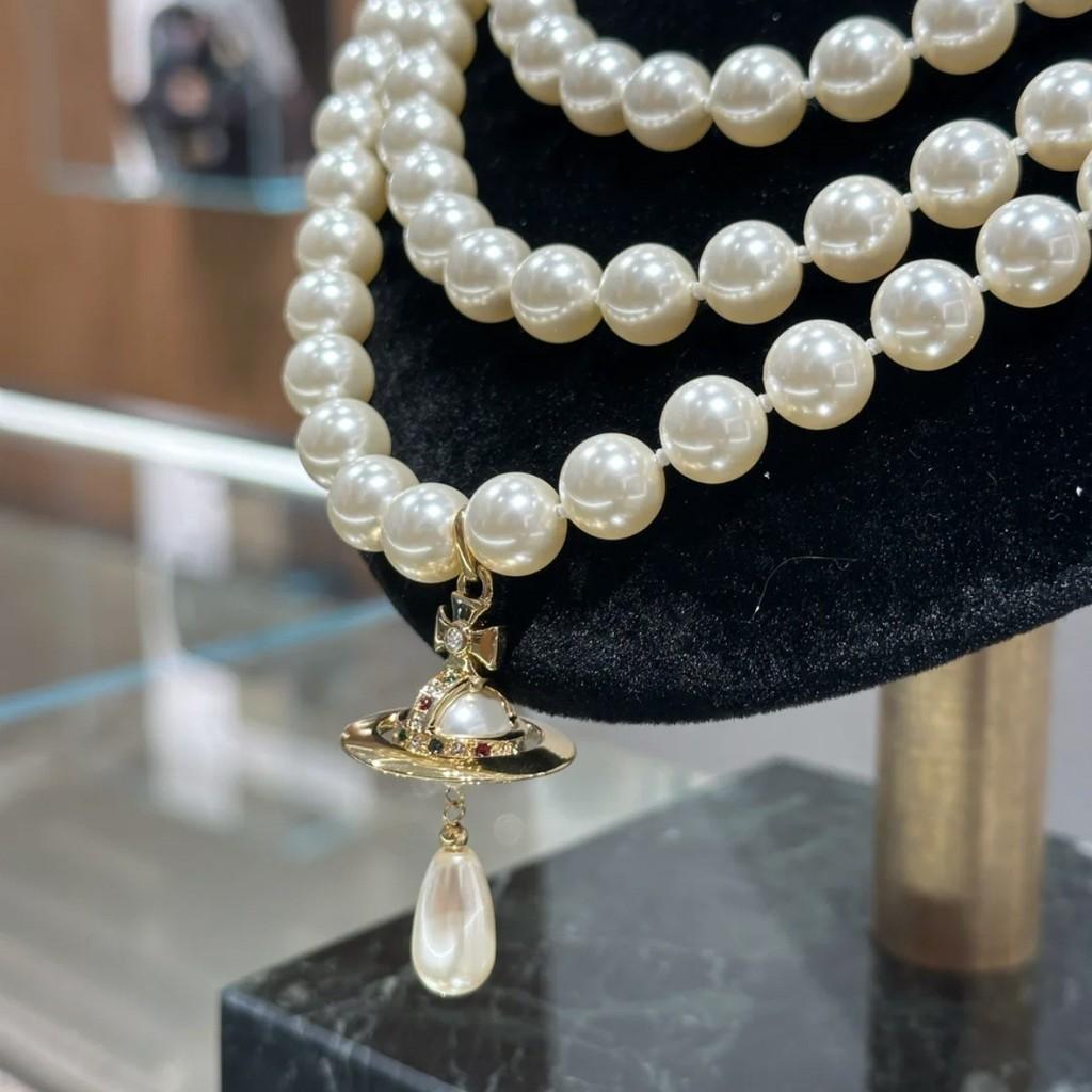 Минималистичное трехслойное жемчужное ожерелье «Сатурн» для женщин, элегантное вечернее украшение золотой