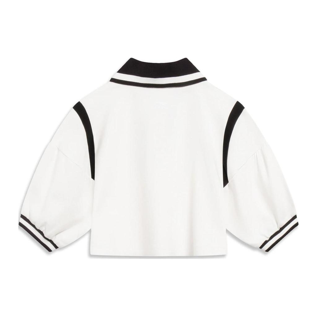 Li Ning X HZW Collaboration CF Su Series Color Block Striped Pullover Polo Shirt Women Tops Off-White APLT212-2