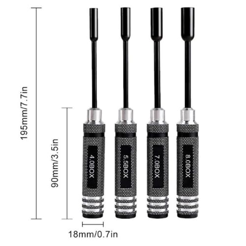 Hex Nut Driver, Hex Driver Wrench, Hex Socket Nut Driver, Precision Nut Driver Set, Hex Socket Nut Driver for Model Airplane Repair (4.0mm, 5.5mm, 7.0
