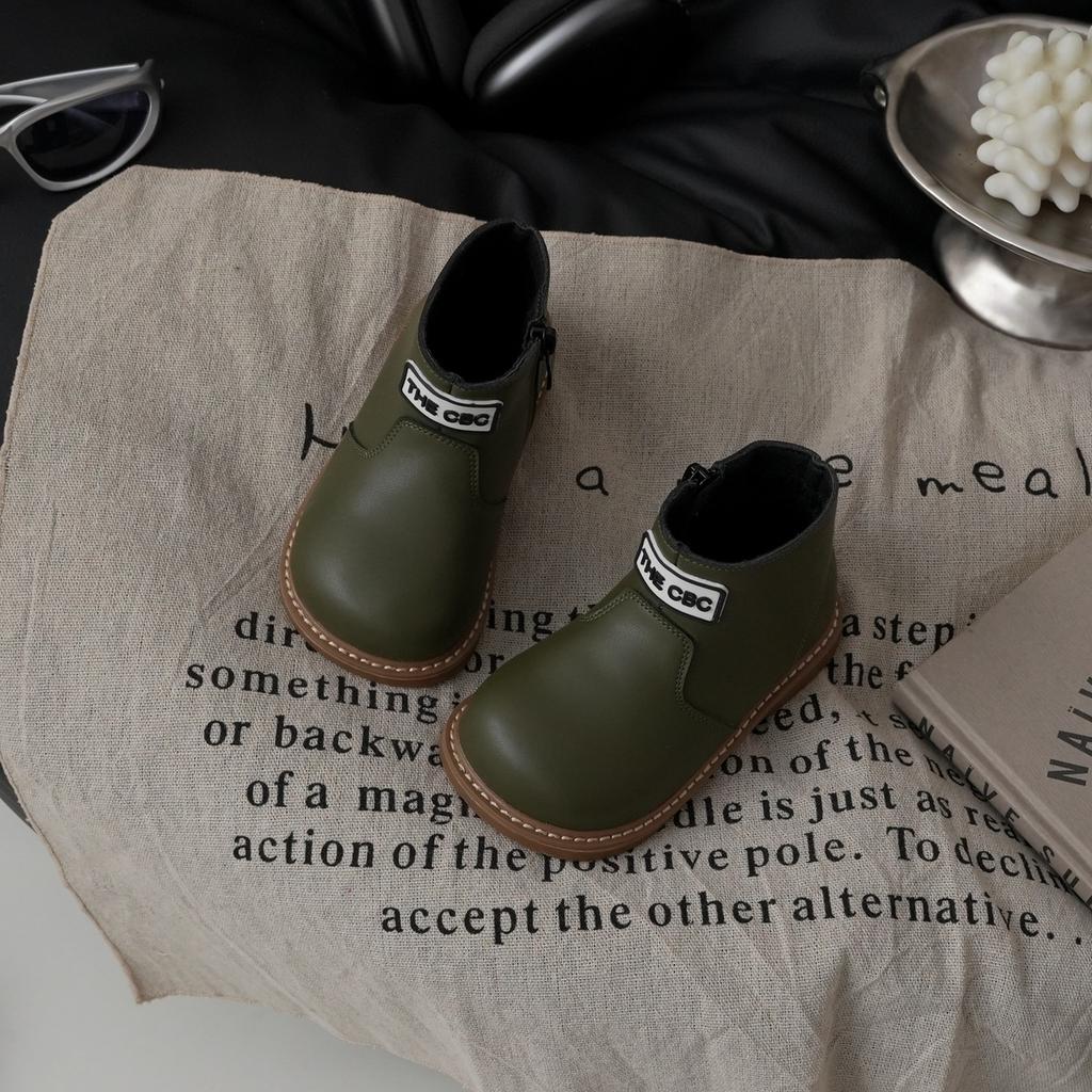 XSHX "Paris Simple" Children's French Leather Boots Boys and Girls Side Zipper Chelsea Boots [Wenzhou Shoes]